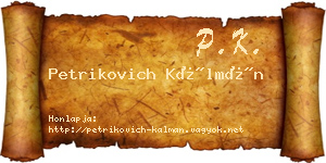Petrikovich Kálmán névjegykártya